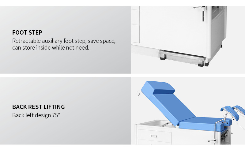 2 Function Medical Obstetric Exam Couch Manual Hospital Delivery Operation Gynaecological Table With Cabinet