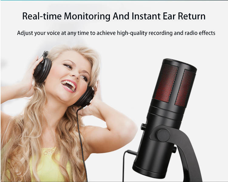 USB recording microphone for singing volume control cardioid pickup pattern