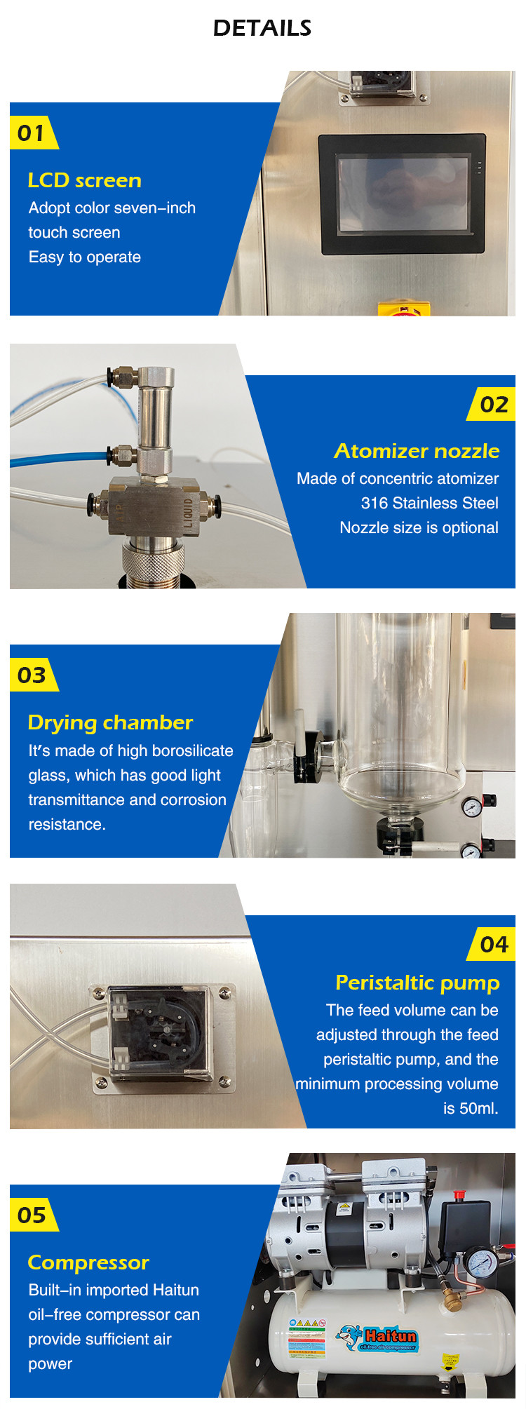2L Centrifugal Spray Dryer Mini Liquid Milk Powder Atomizer For Lab