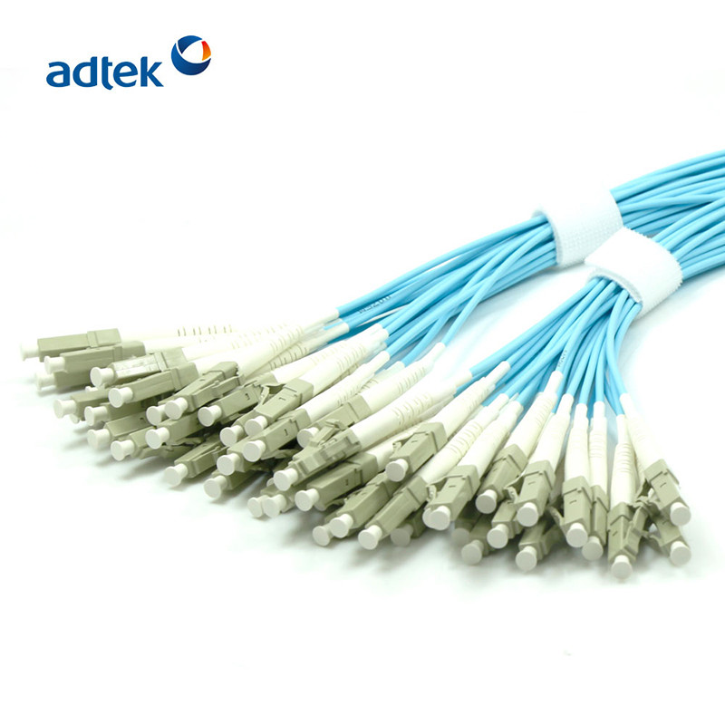 24 Fibers OM3 Fiber Optic Patch Cord Break-out Cable Branch OD 2.0mm LC-LC Multimode Aqua