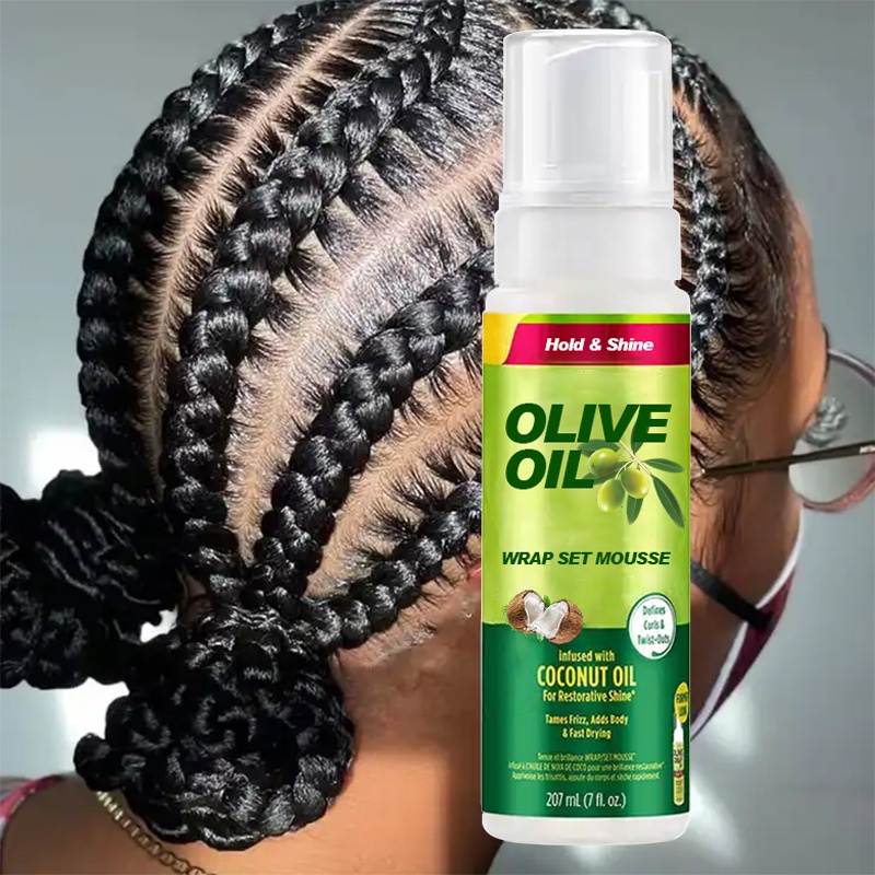 Private Label Strong Hold Olive Oil Infused Styling Foam For Curly Hair