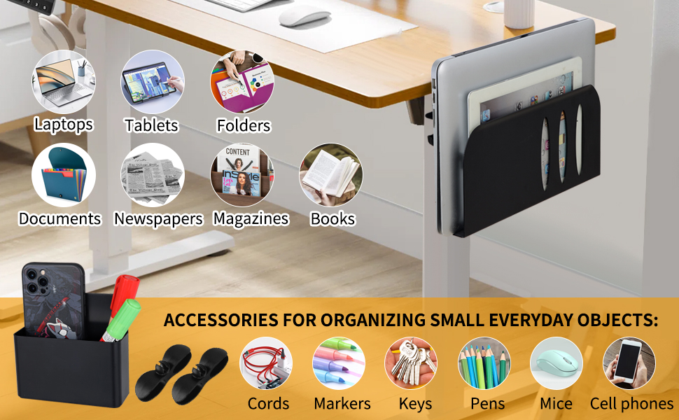 Laptop Stand Tablet iPad Books Holder 2 Tier Desk Side Storage for Office Home School