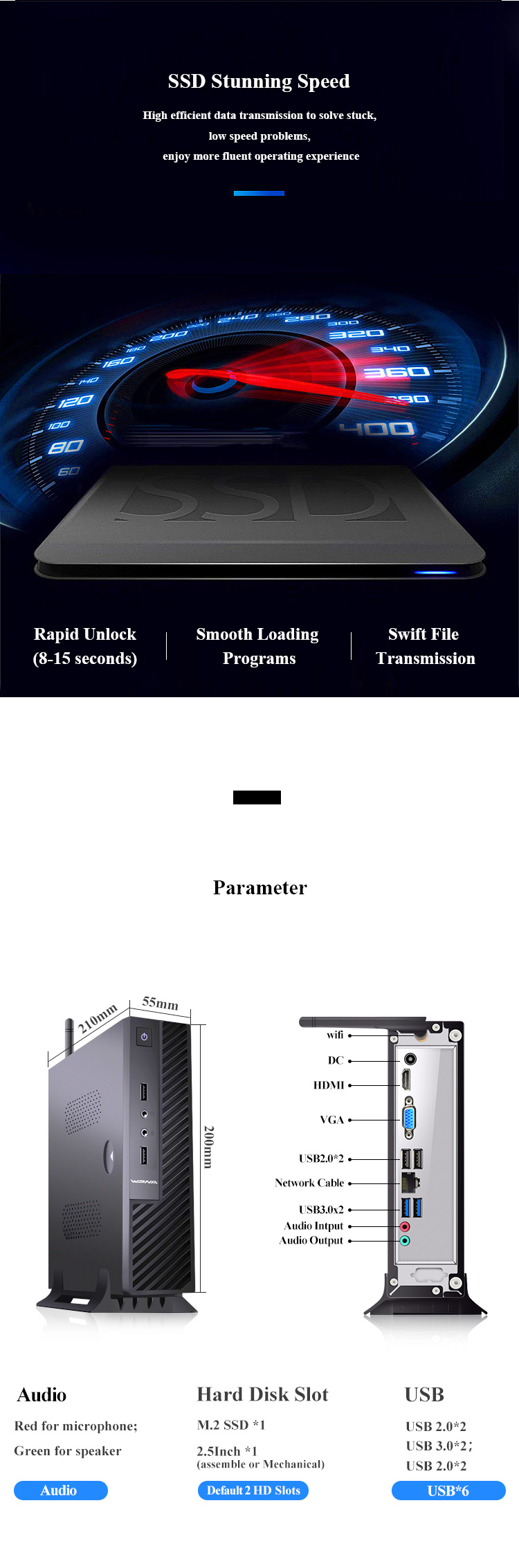 Factory price New Design Industrial Computer 4K Display Core I3 I5 I7 OPS Mini PC for Whiteboard Education Office Industrial