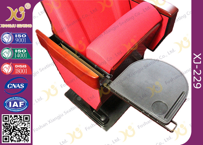 Wooden Armrest Box Structure Conference Hall Chairs With Book Net And Cup Holder