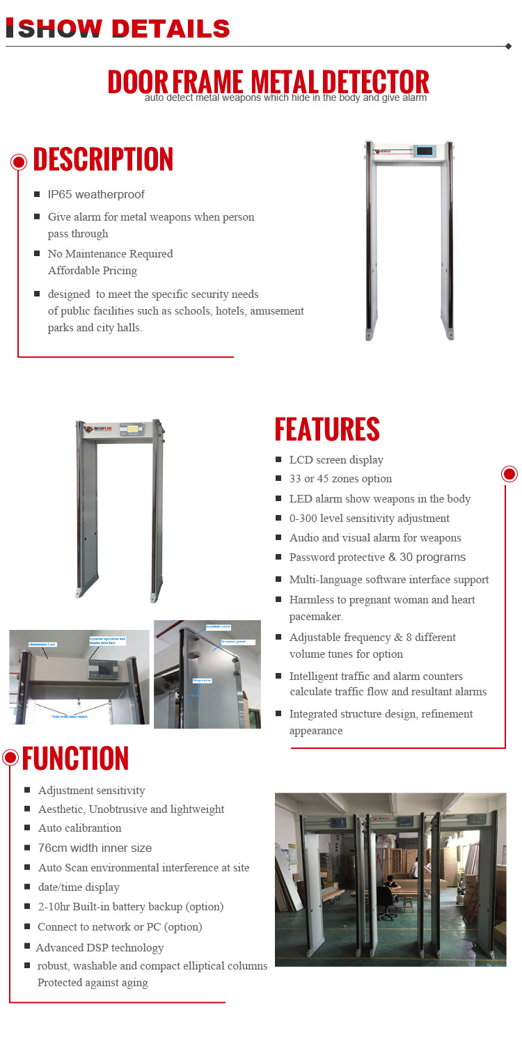 Full Body Door Frame Metal Detector Audio And Visual Alarm With Remote Operate