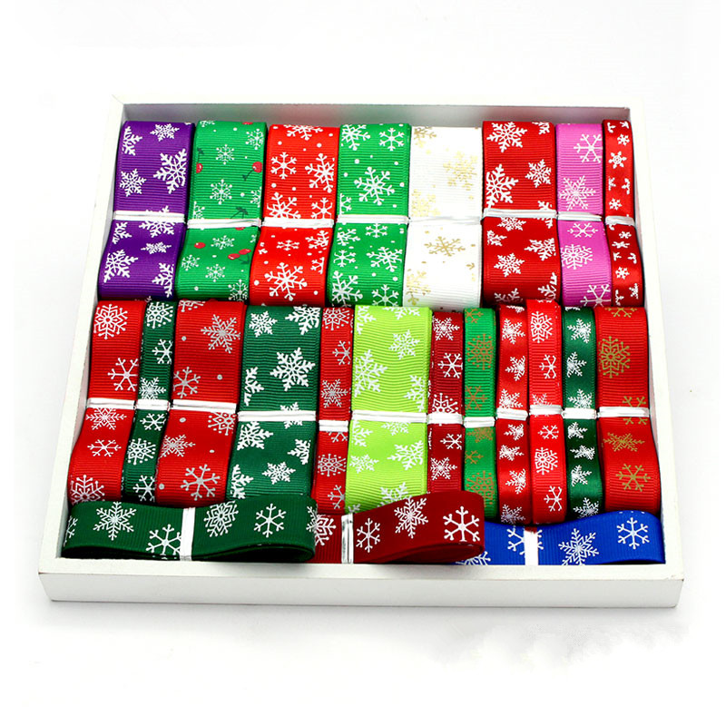 25/10mm Wide Christmas Ribbon 5 Yards Printed Grosgrain Ribbon DIY Sew/ Clothes Lace/ Gift Bow