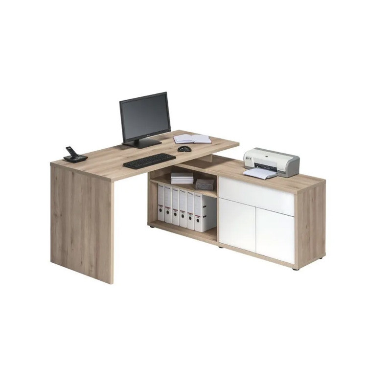 L Shape Home Office Desk Wooden MDF MFC Customized Color With Cabinet