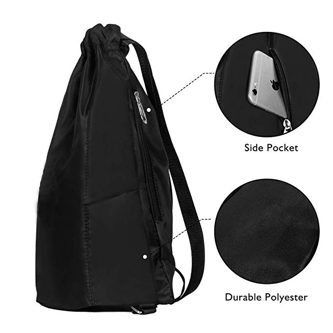 Women Men Polyester Gym String Bag , Athletic Drawstring Bag Portable Football