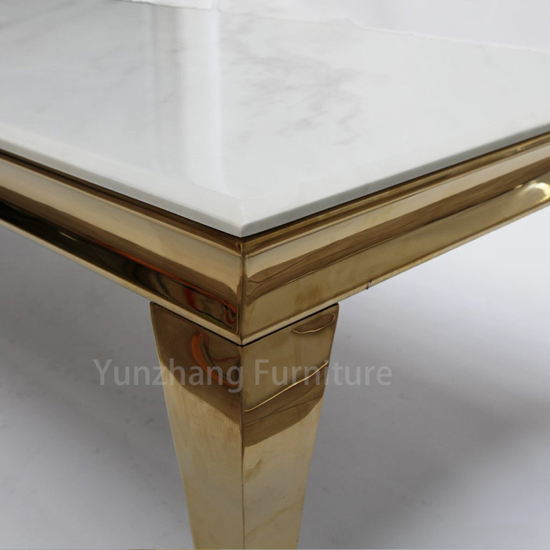 Gold Metal Base White Marble Table Scratch Resistant Sofa Decorated Table
