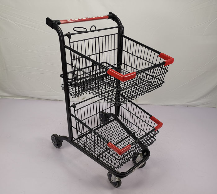 Three Basket 80L Shopping Basket Trolley Carbon Steel Q195 Metal Shopping Cart