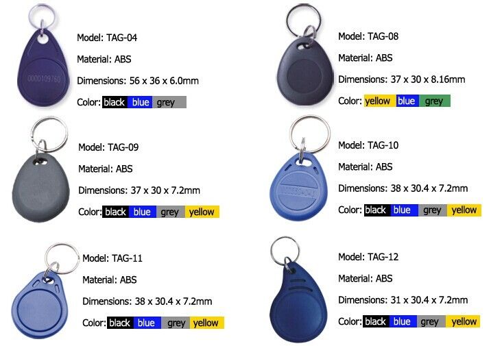 Colorful Small Size 125Khz ID Plastic EV Key Chain RFID Key Fob For Hotel Lock