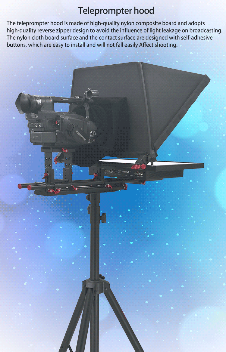 Broadcast Teleprompter with Tripod and Remoter 24inch Single Screen Built-in Prompter