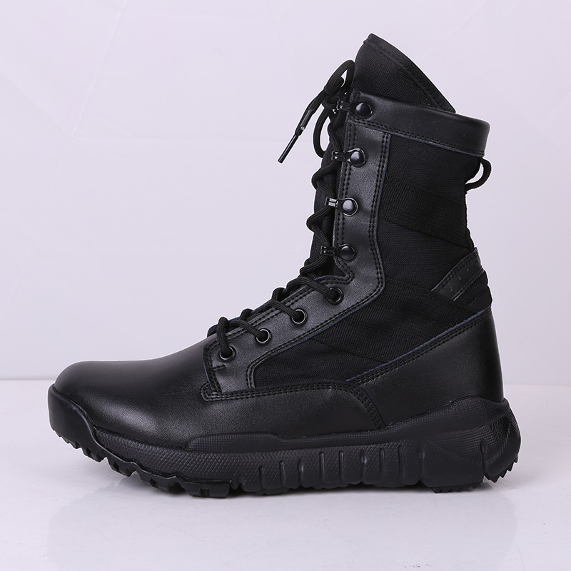 New Version Black Suede Tactical Boots With Zip On Tongue Fast Lacing System Combat Boots Light Weight Waterproof