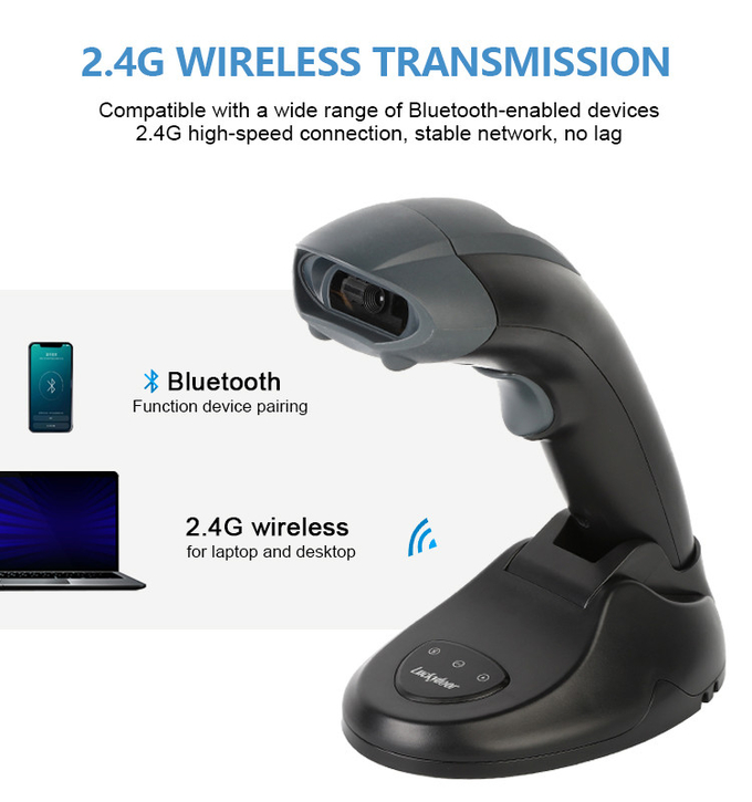 Wireless Bluetooth 1D 2D Barcode Scanner CMOS Imager With Charging Base / Stand