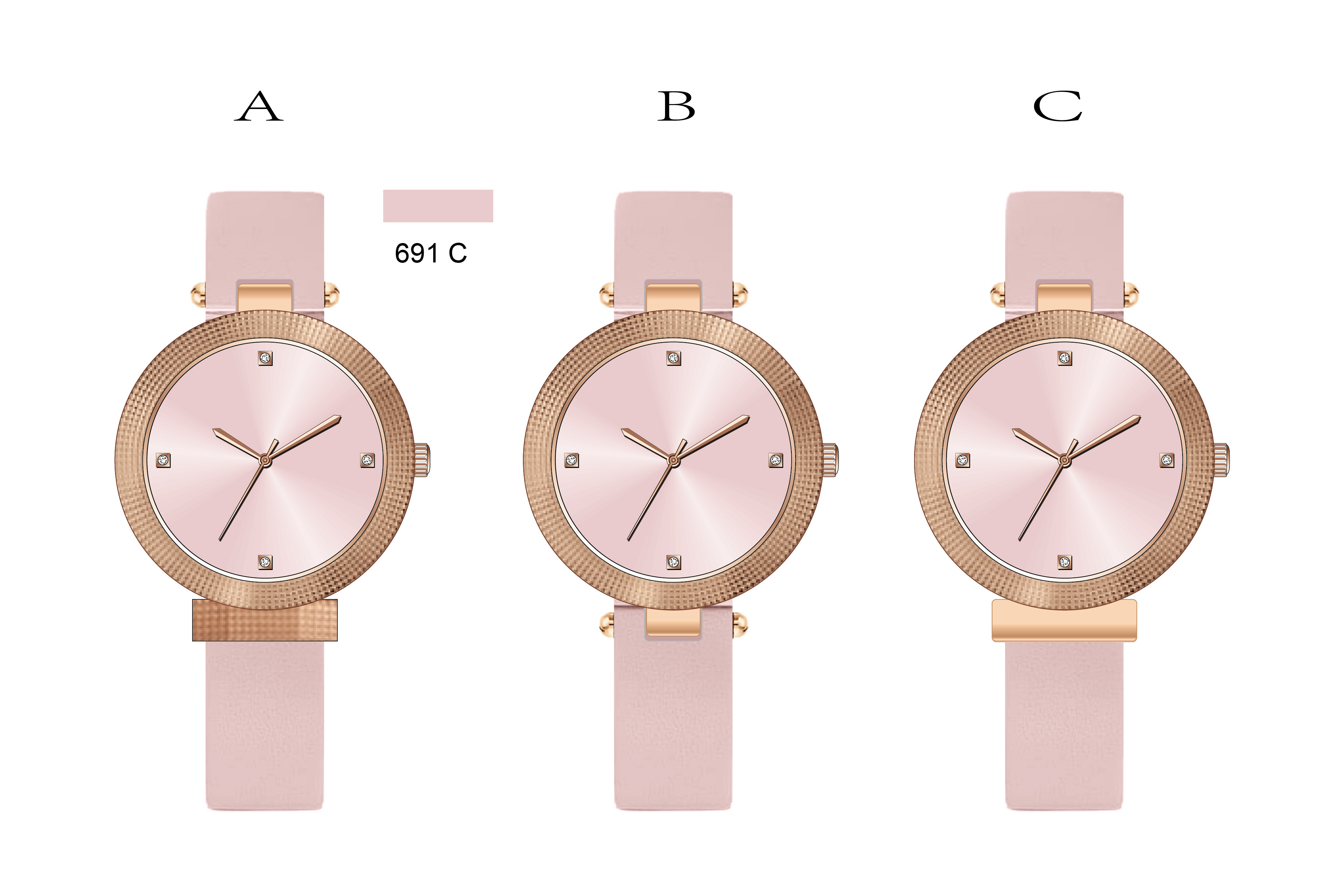 Fashion Watch, Italian leather wristband PVD rose gold case and black bezel Minimalist Dial Custom Brand Logo Watches Me