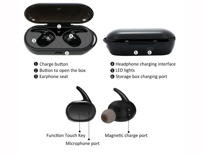 Waterproof IPX5 TWS Bluetooth Earphone Mobile Phone Accessory HD Stereo 380mAh