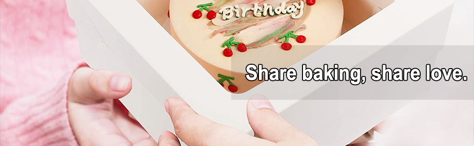 White Paper Bakery Box with Window Square Cardboard Disposable Cake Box