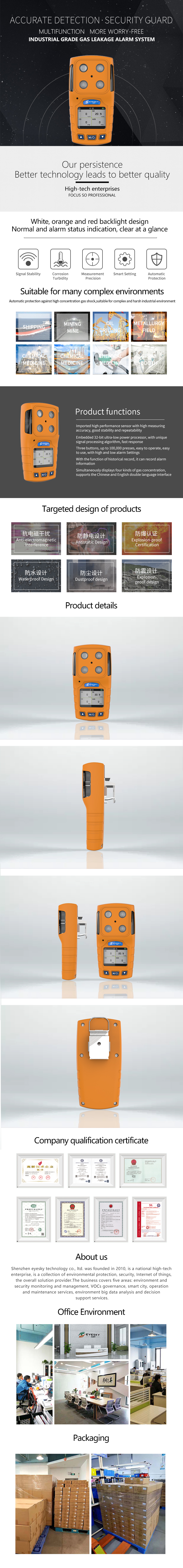 industrial grade handheld gas detector 