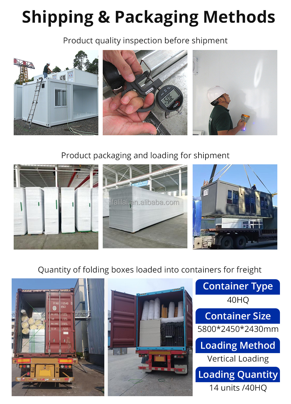 20&40ft Flat Pack Container House Custom Size Sandwich Panel Material Color Layout Modular Portable Office Building Camp Resort