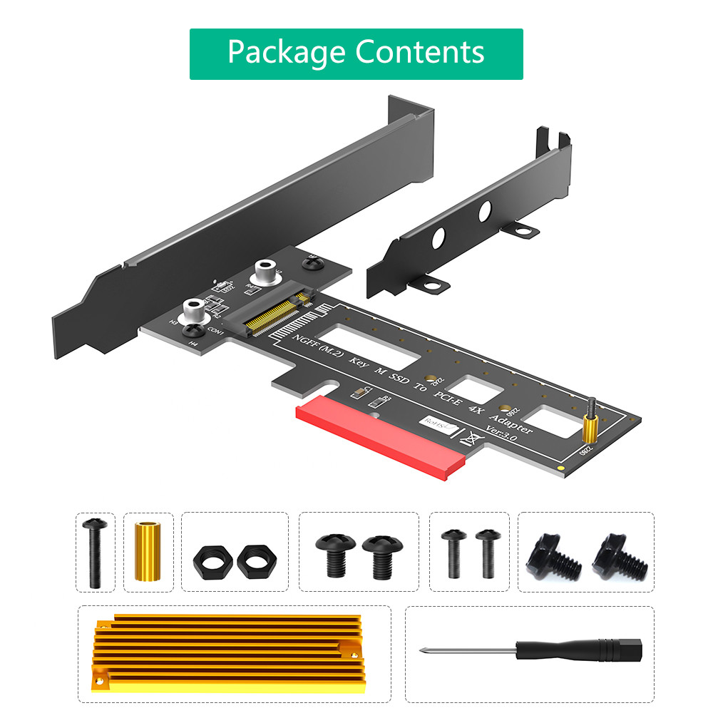 M.2 NGFF PCI-e SSD to PCI Express 3.0 x4 Host Adapter Card - Support M.2 PCIe (NVMe or AHCI) Type 2242 2260 2280