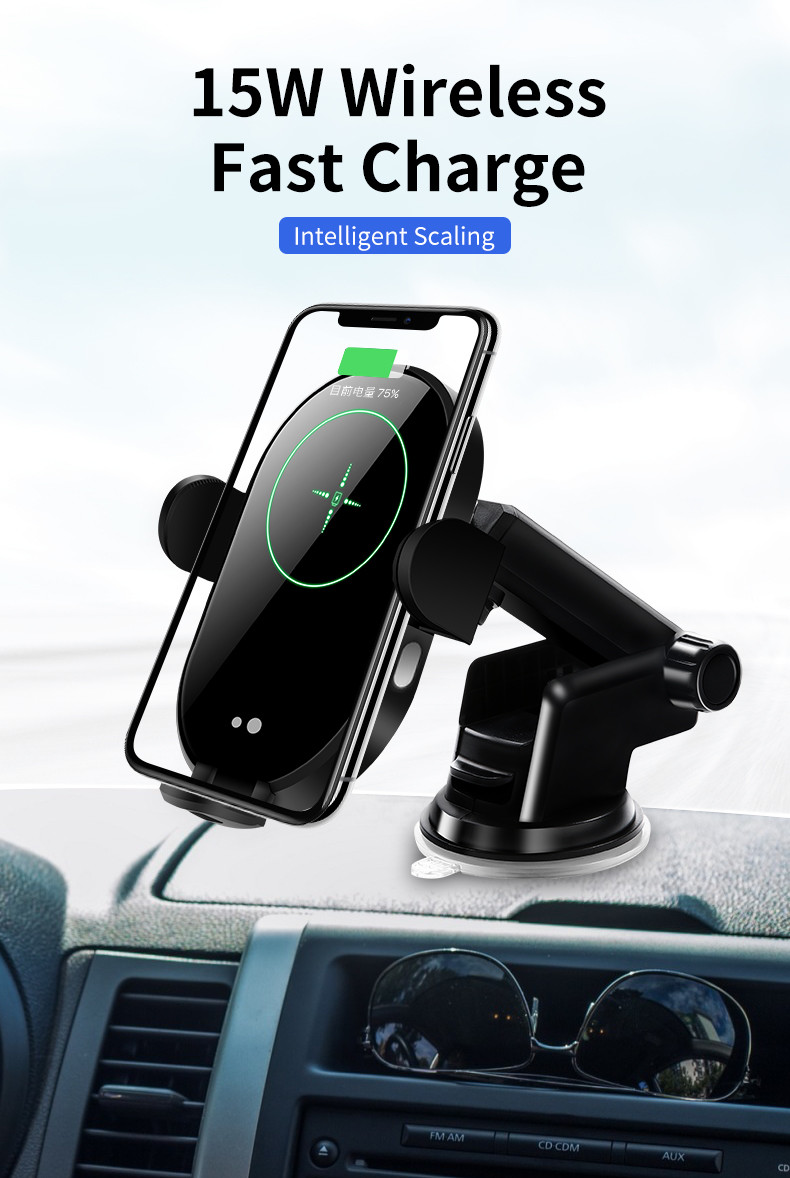 15W Wireless Car Charger Adapter Mobile Phone Holder Air Vent Mount Suction Qi Charge