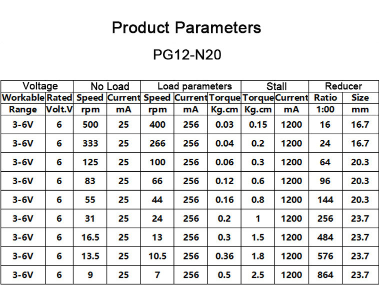 Brushed Dc Planetary Gear Motor 12mm PG12-N20 Planetary Motor Dc 6v Precision Gear Low-Speed Small Motor