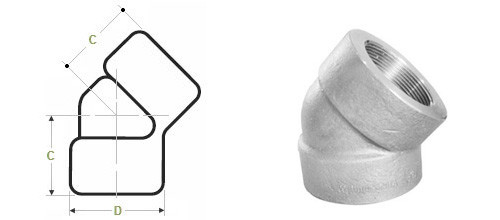 Alloy Steel ANSI B16.11 6000lb 45 Degree Threaded Elbow