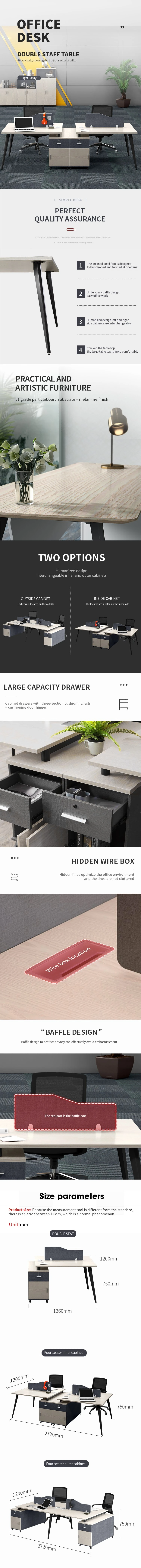 Main Material Panel/Glass/Fabric/Steel Office Workstation Desk for Custom Furniture