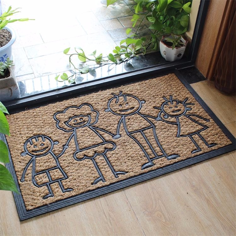 Home Coir Entrance Matting Embroidered Pattern Corrosion Resistance