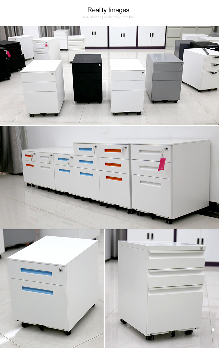 3 Drawers A4 Folder Mobile Metal File Storage Cabinet With Long Handle