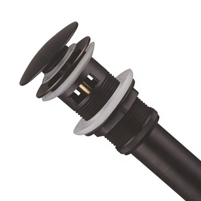 Vessel Sink Bathroom Drain Fittings 1 1/2" 1 3/4" Black Pop Up Drain With Overflow