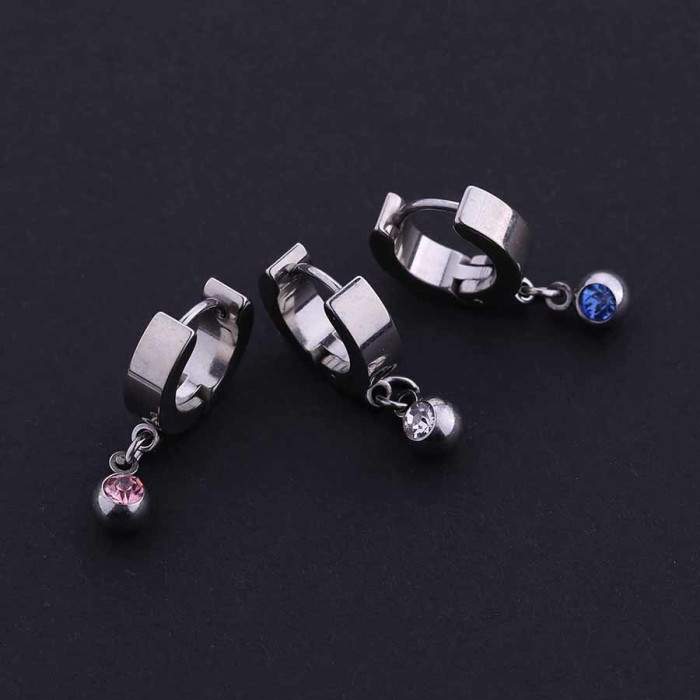 Latest Designs Surgical Steel Small Crystal Huggie Jewelry Hoop Earrings Women For Girls