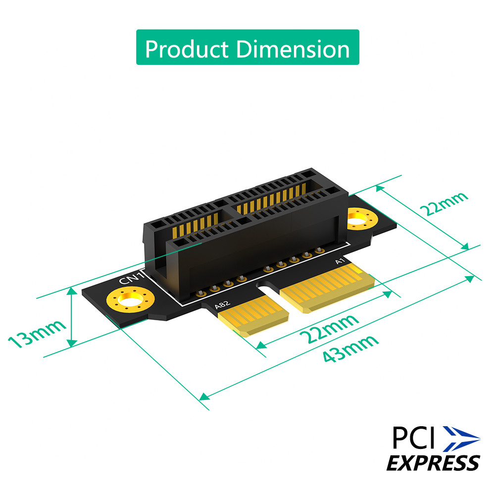 Reverse 90 Degree PCI-E 3.0 1X Slot To PCIe X1 Adapter Riser Card For 1U Server Case