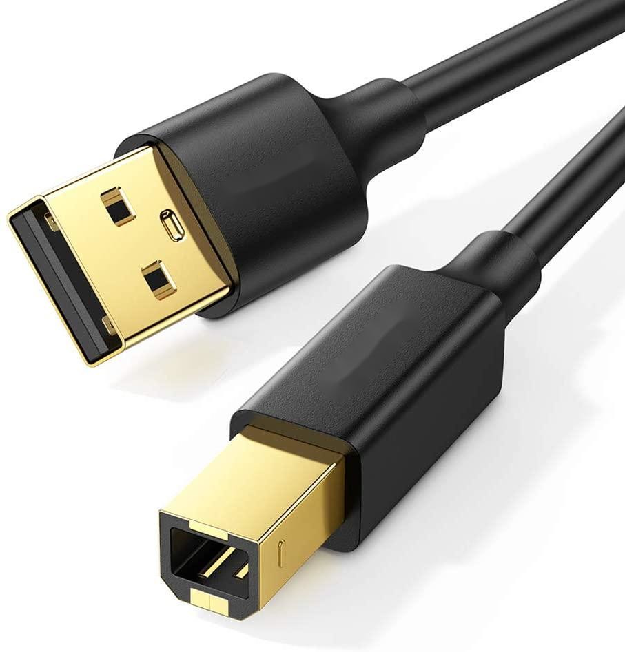 Black A Male To B Male USB Cable Ferrite Core Shielded For Data Transmission