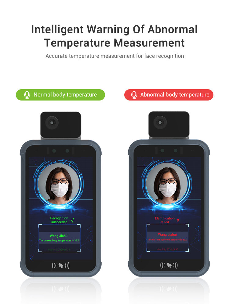 Yecon Face Recognition Temperature Device , 8" Android Body Temperature Detector Machine
