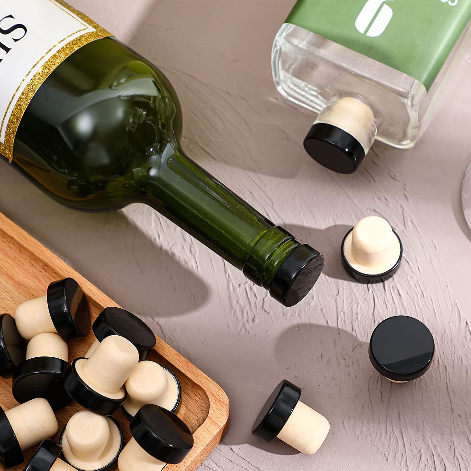 Custom Glass Bottle T Shaped Cork Bottle Stopper For Wine And Beer DIY Process Black