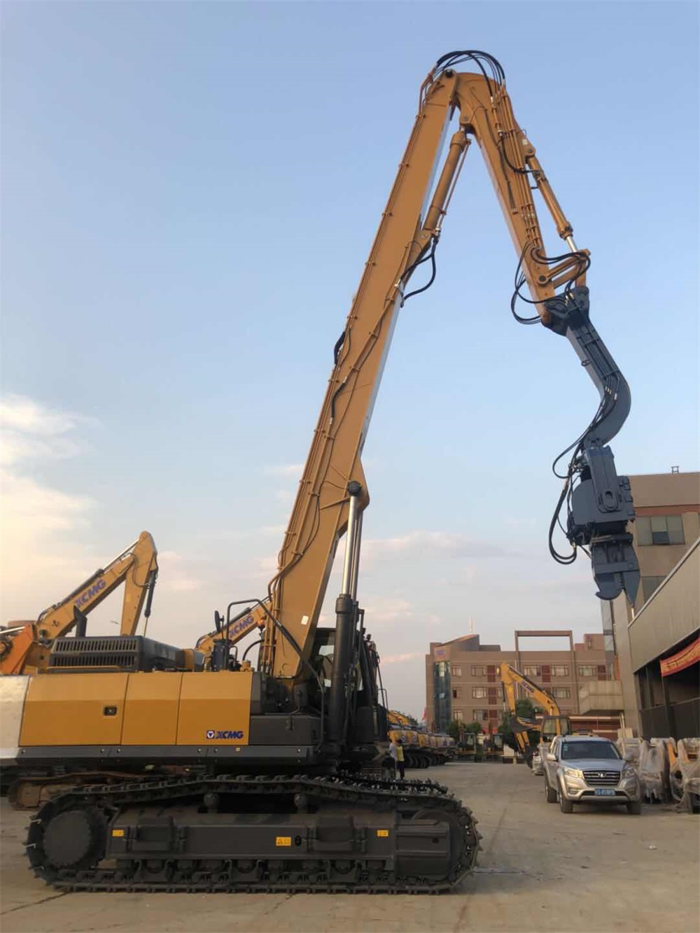 Wear Resistant SK380 Excavator Pile Driver Arm And Long Boom Q345B Q355B Material