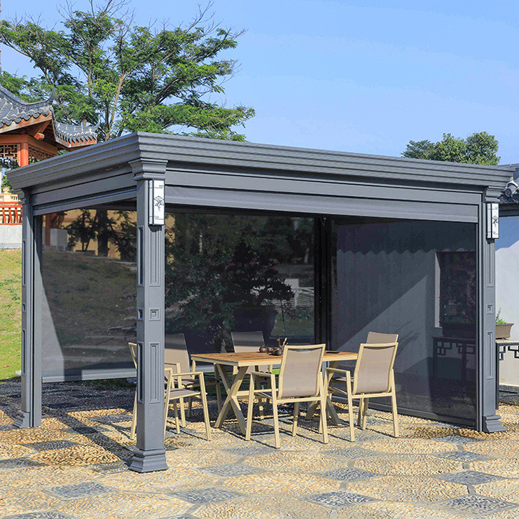 Adjustable Louvered Aluminum Pergola Villa Yard Electric Flip Louvers Pergole