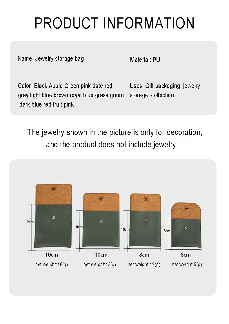 SF Professional Jewelry Packaging Factory Customized Pu Logo Jewelry Gifts Multi-Color Green Jewelry Bags