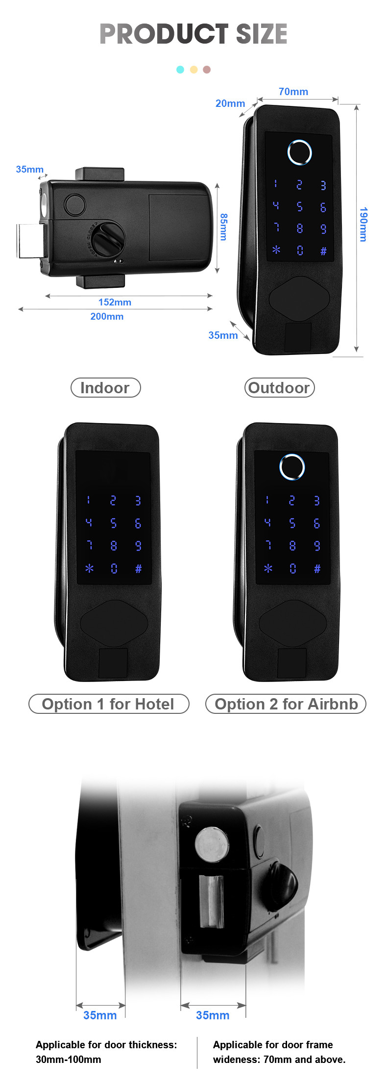 Wifi APP Fingerprint Deadbolt Keyless Night Latch Rim Lock