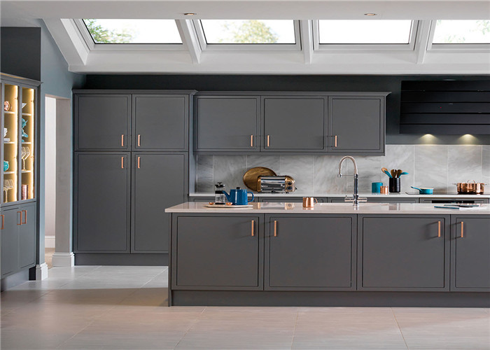 MDF Kitchen Customized Cabinets With White Quartz Countertop