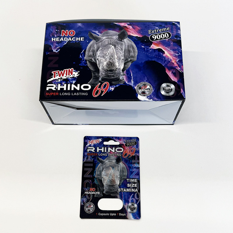 Custom Designed Rhino 69 Male Enhancement Pill Box Packaging Recyclable