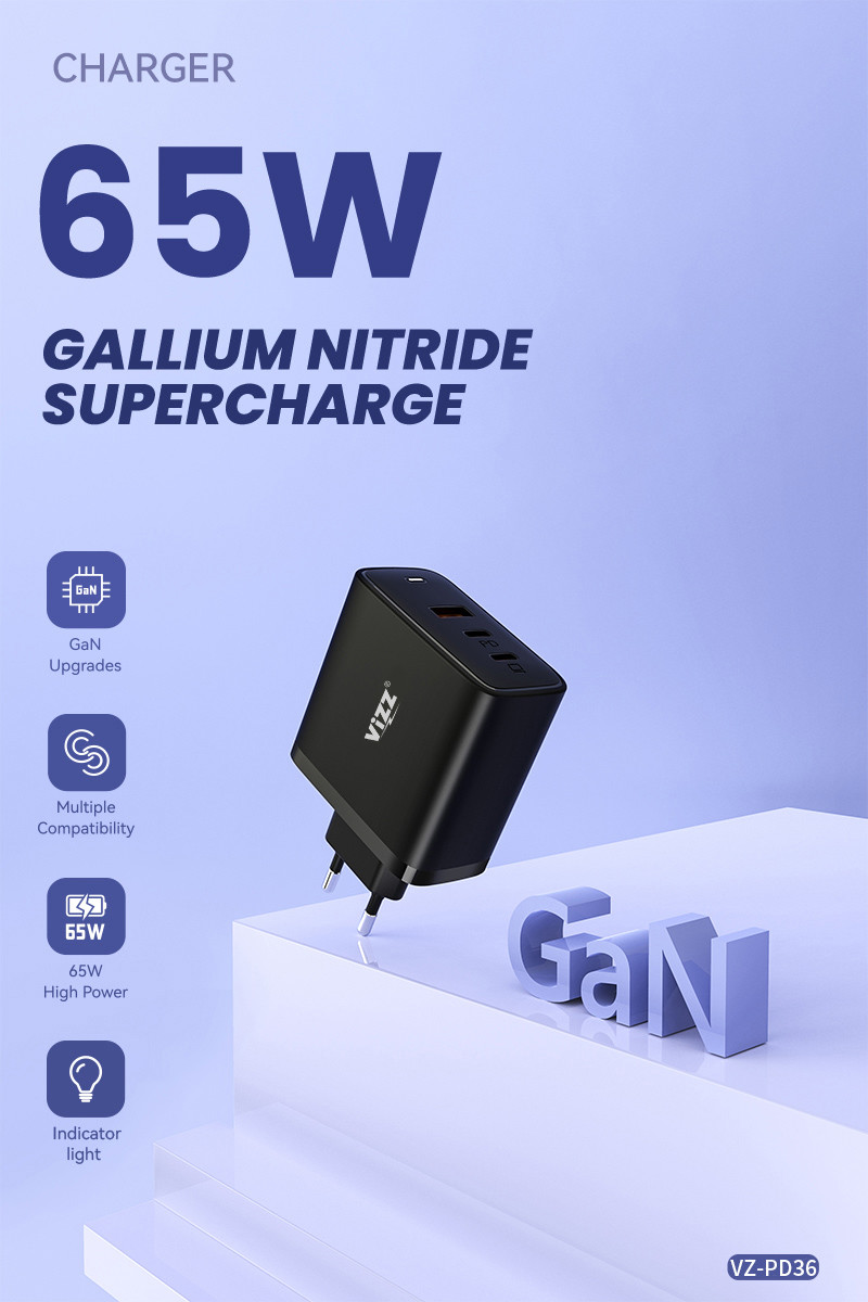 PD36 65w GaN PD Wall Charger PD QC Fast Charging Dual Ports For Phone
