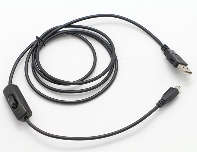High Quality 1M ON OFF Controller Micro B to USB A Extension Cable with Switch for LED Lamp