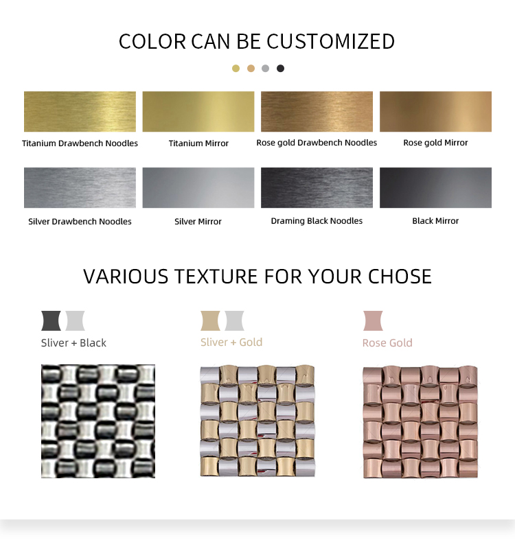 Custom Pattern 201 0.3mm Stainless Steel Mosaic Tile For Backsplash