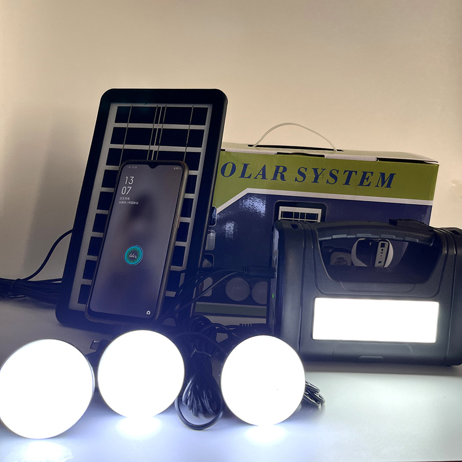 Emergency Home Solar System Kit Power Panel Torch Camping Lantern Power Bank
