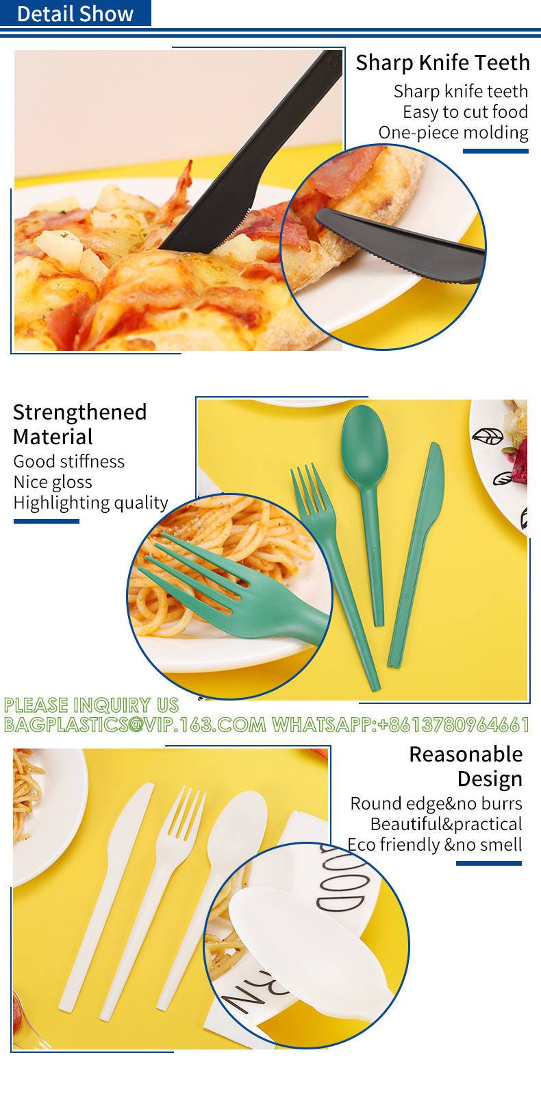100% Compostable Eco Friendly Biodegradable CPLA PLA Cutlery Disposable Forks/Spoons/ Knives With Napkin Set