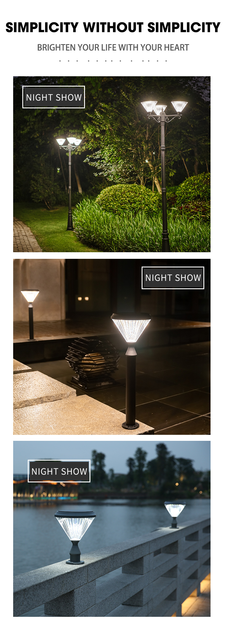 Modern Outdoor Garden Solar Light , Solar Panel Bollard Lights 3.2V 1600lm
