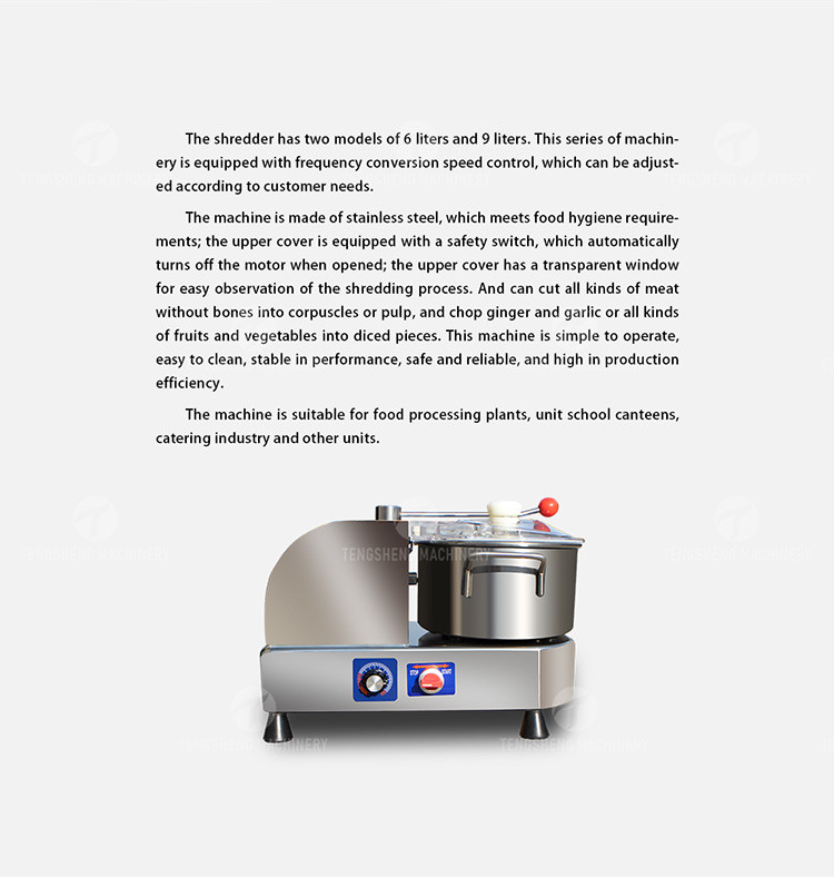 6 Liters 100KG/H SS Meat Processing Machine Food Crusher