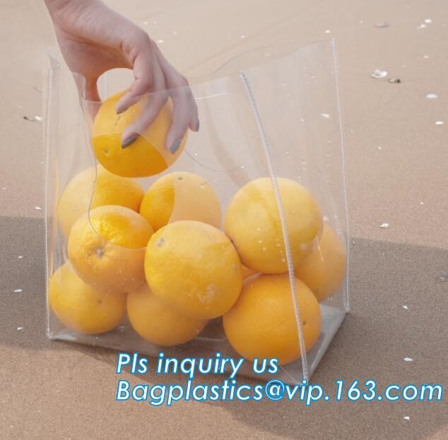 Beach Tote Bag Pvc Handle Bags, Handle Zipper lock Transparent Clear pvc Packaging bag, PP PVC handle bag for packages